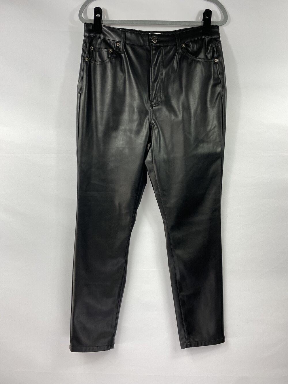 Pistola Faux Leather Pants Black Size 30 Tapered 5 Pocket Style Stretch Zip Fly